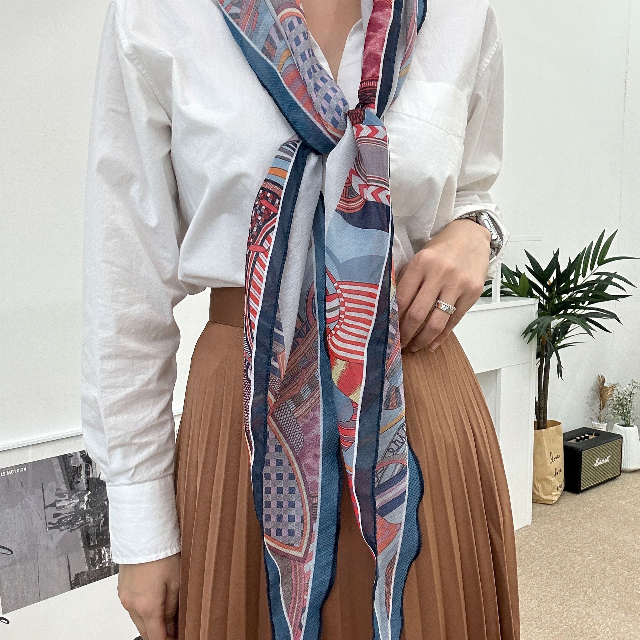 Écharpe de printemps losange à bordure de selle 3color Design by korea 