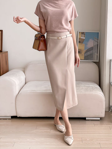 belted slit skirt (belt doesn't include) 2 Colors 3 SIZE - Design by korea