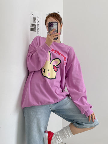 Loose-Loose fit cherry Rabbit Sweatshirt 3 Colors - Design by Korea