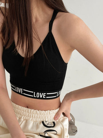 LOVE banding cropped top (2 colors) - Design by korea