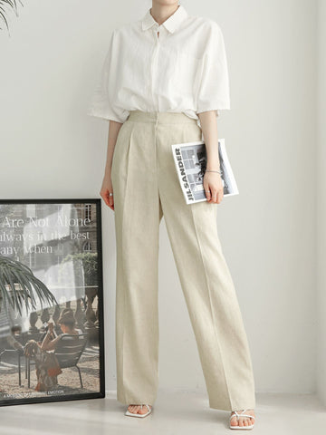 Pantalon Spring Tencel en mélange de lin 4 couleurs - Made &amp; Design in S.korea