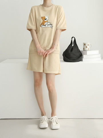 小熊(短袖、短裤、上衣和下装(SET) 3colors -Design by Korea