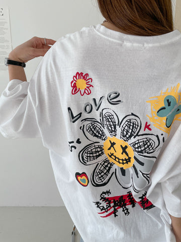 T-shirt quotidien à manches courtes Sunflower Box (3 couleurs) - Design by Korea