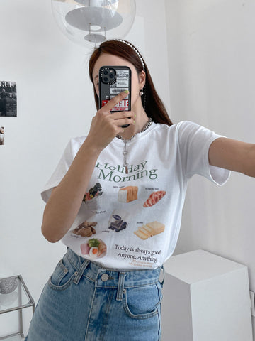 Daily easy pick holy day brunch T-shirt  (3 colors) - Design by Korea