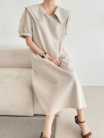 亚麻圣莎拉连衣裙 2 种颜色 - 韩国设计